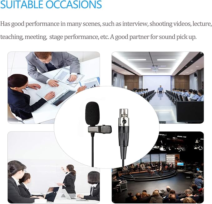 Lavalier Microphone Lapel Microphone Compatible with AKG Samson Wireless Transmitter - Unidirectional Condenser Mic - Mini XLR TA3F Plug - Image 6