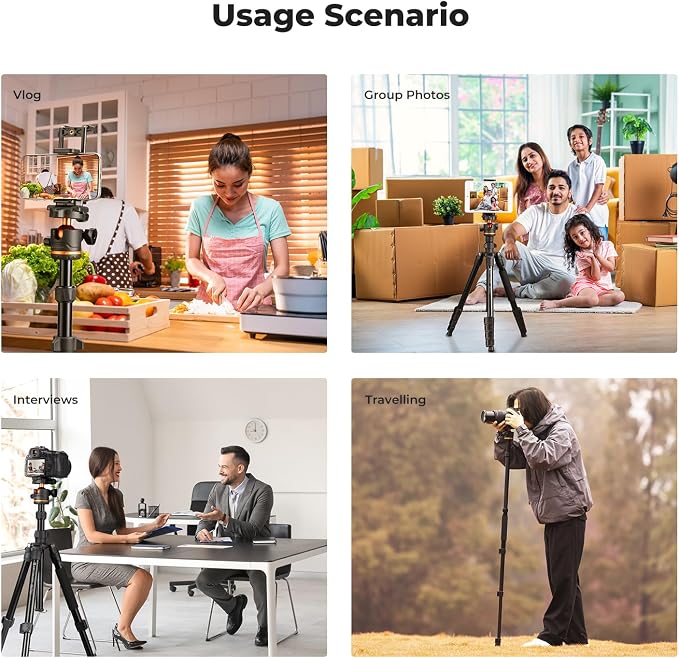 K&F CONCEPT 76" Travel Tripod for Camera | 360° Ball Head w/ Phone Holder, 17.6lbs Max Load, Detachable Monopod, Compact Tripod for DSLR/Phone, O275A5+BH-36 - Image 7