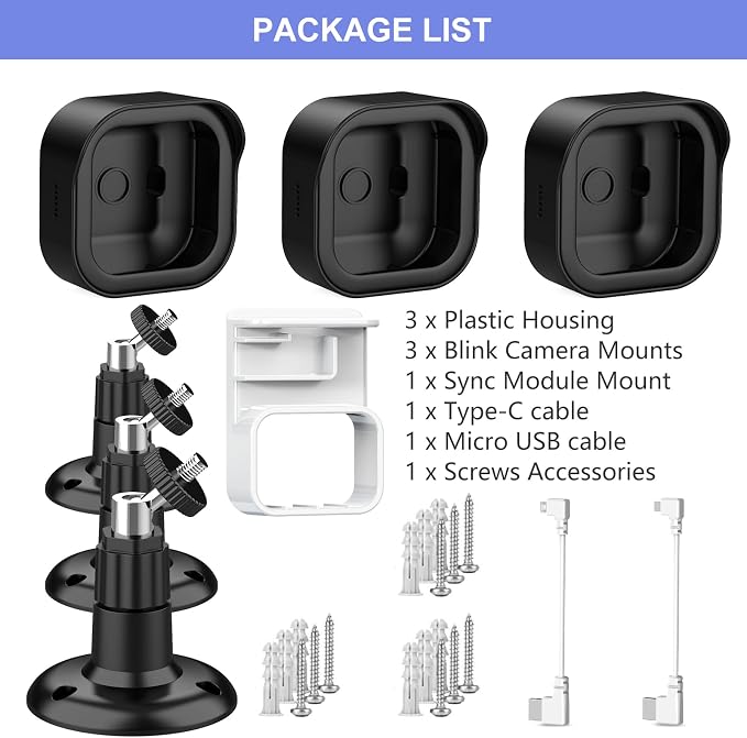 3 Pack Blink Outdoor Camera Mount for Outdoor 4/2K+, Blink Module Mount | 360°Adjustable Blink Wall Mount, Weatherproof Protective Cover for Blink Outdoor Camera, Black - Image 7