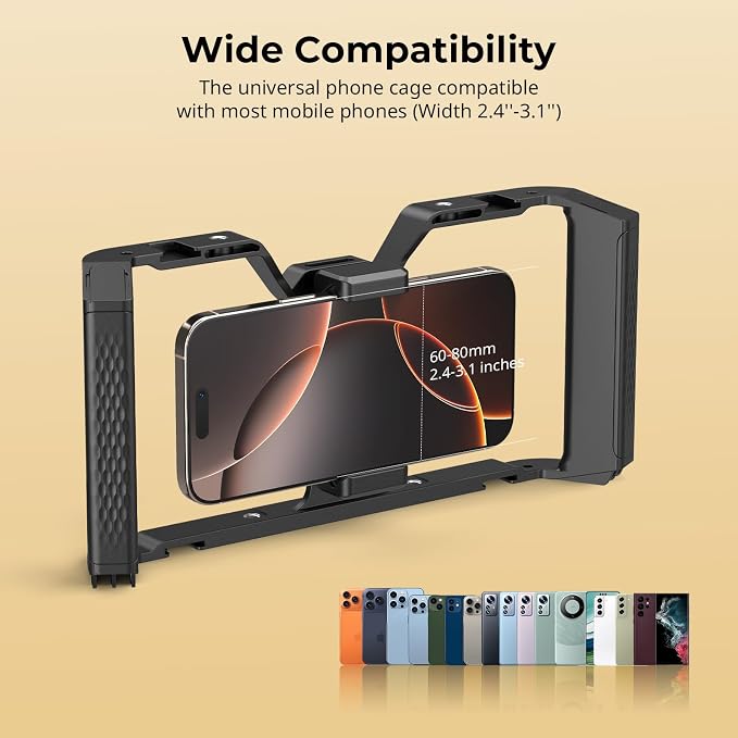 SMALLRIG IG-01 Universal Phone Cage for Short Video Starters, Dual Handgrip Smartphone Video Rig with Cold Shoe Mount, for iPhone 17 16 & Android, for Creators Vlogging-5355 - Image 4