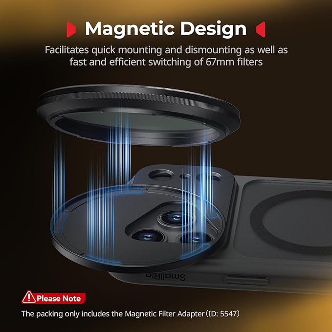 SmallRig FilMov 67mm Magnetic Filter Ring Adapter for Phone Case (SmallRig 17 Pro 5549/5550), Compatible with 67mm Magnetic Filter Series (4726/4581/4582/5169/5170)-5547 - Image 2