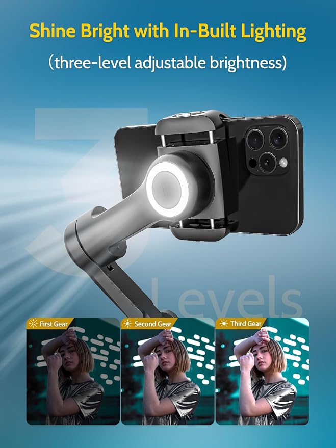 AOCHUAN Gimbal Stabilizer for iPhone Gimbal with Wireless Charging Smartphone for iPhone 15 Pro Max/Android Foldable 3-Axis Handheld Phone Stabilizer for Video Recording Face Tracking-Smart X Pro - Image 3