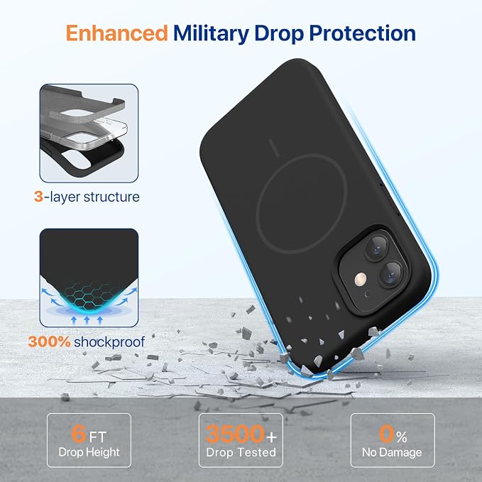 Miracase Magnetic for iPhone 12 Case/iPhone 12 Pro Case, Black | Compatible with MagSafe, Anti-Scratch Microfiber Lining, Premium Silicone Shockproof Drop Protection Phone Case for 12/12 Pro - Image 5