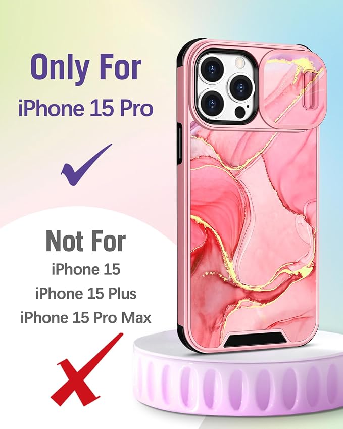 Buleens for iPhone 15 Pro Case 6.1 Inch - with Ring Stand & Camera Cover Aesthetic Cute Designed for Women Girls Pretty Teens Girly Fashion for Phone Case for iPhone 15 Pro Compatible with Magsafe - Image 2