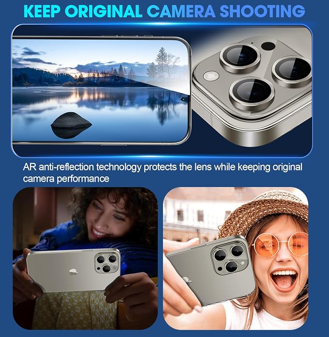 for iPhone 15 Pro/15 Pro Max Camera Lens Protector Cover, Gray | Individual Metal, 9H Hardness, Scratch Resistant, Shockproof, Drop Protection, Case Friendly, Stylish Accessories - Image 4