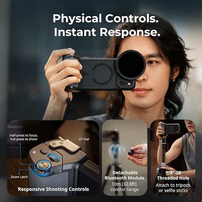 SMALLRIG FilMov Photography Grip Kit w/Filter for iPhone 17 Pro, Ergonomic Grip with Shutter & Zoom, Built 3400mAh Battery Wireless Remote, Phone Creator Kit for Filmmaking, Selfie, YouTube - 6300 - Image 3