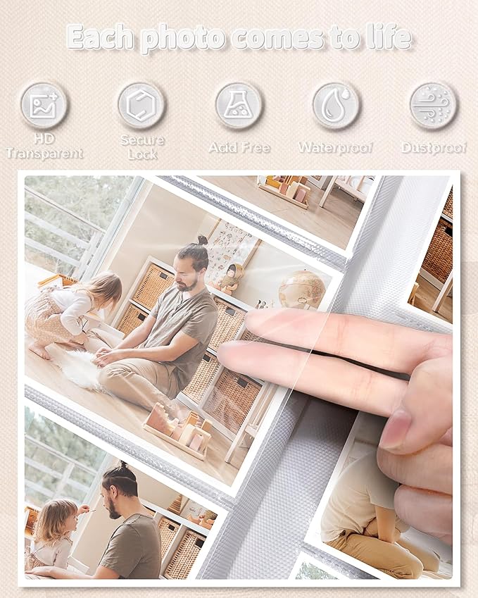 Artfeel Photo Album 4x6 with 300 Pockets,Slip-in Picture Albums,Linen Cover Memory Book with Front Window,White Page Vertical Photo Book for Wedding,Family,Anniversare,Baby,Vacation - Image 4