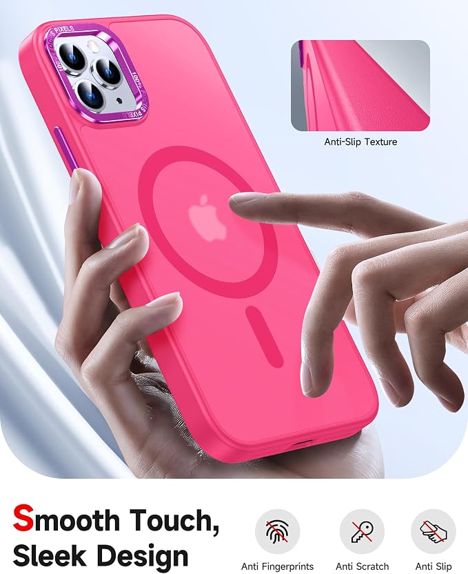 LeYi for iPhone-11-Pro-Max Cases Pink with Screen Protector X2 + Camera Cover X2[ MagSafe Compatible] Magnetic Military Grade Protective Slim Phone Case for iPhone 11promax i Phone 11pro max,Hot Pink - Image 2