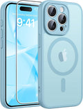 FNTCASE for iPhone 15 Pro Max Case, Fit for Magsafe, Glass Screen Protector | Full Camera Protection, Translucent Matte, 14FT Military Grade Drop Proof, Shockproof Protective Phone Cover, Teal by FNTCASE