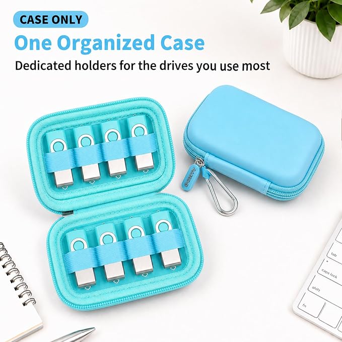 ALKOO Flash Drive Case USB Storage Case, Thumb Drive Holder, Holds 8, Black | Hard Shell, 8 Elastic Slots for USB Drives and SD/Memory Cards, Portable Travel and Office Organizer, Case Only, Black - Image 2