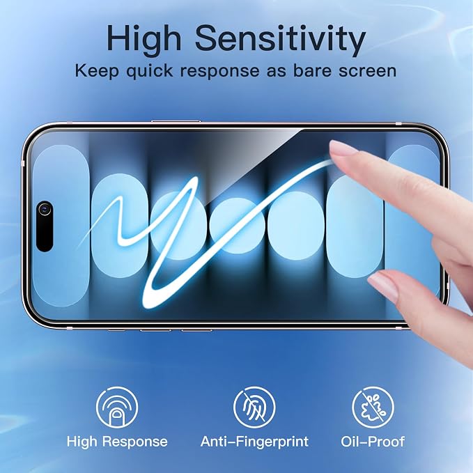 JETech Privacy Screen Protector for iPhone 15, 2+2 Pack | Anti-Spy Tempered Glass, with Camera Lens Protector, Easy Installation Tool - Image 8