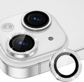 for iPhone 15/15 Plus Camera Lens Protector Bling Diamond, Silver | Individual Metal, 9H Hardness, Scratch Resistant, Shockproof, Drop Protection, Case Friendly, Stylish Accessories by Xfilm