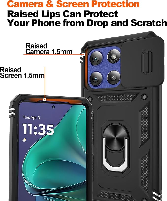 Gritup for Motorola Moto G Stylus 5G 2026 Case: G Stylus 5G 2025 Case with Screen Protector*2 [Magnetic Stand] [Slide Camera Cover] Shock Proof Military-Grade para G Stylus-5G-2025 Black - Image 4