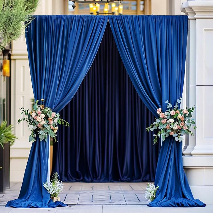 10ft x 10ft Wrinkle Free Royal Blue Backdrop Curtain for Parties, 2 Panels 5x10ft Silky Polyester Blue Photo Backdrop Drapes for Weddings Birthday Party Photography Background - Image 7