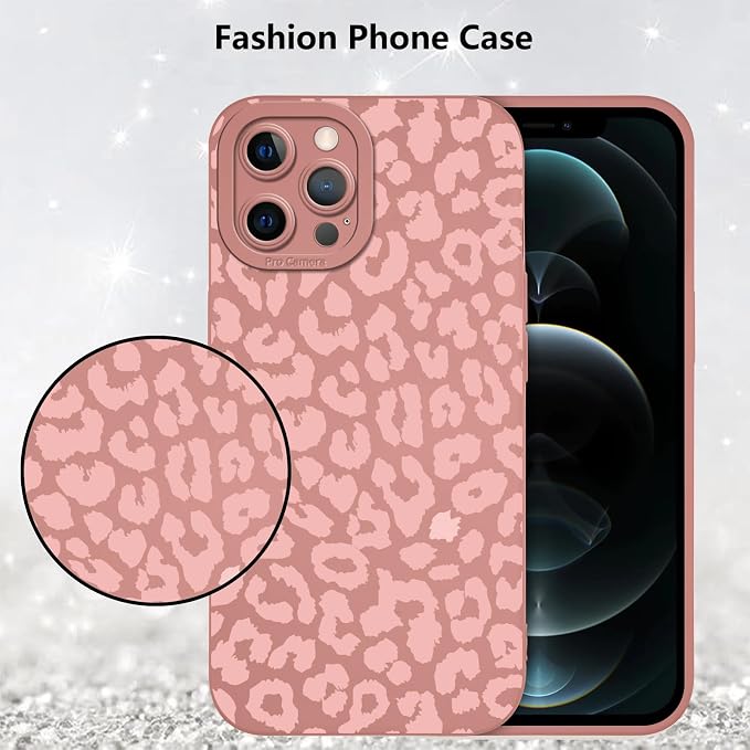 Cute Pink Cheetah Print Phone Case for iPhone 12 Pro 6.1" | Aesthetic Leopard Pattern Design Cover Full Camera Lens Protective Shockproof Soft Slim TPU Funda for Women Girls - Image 6