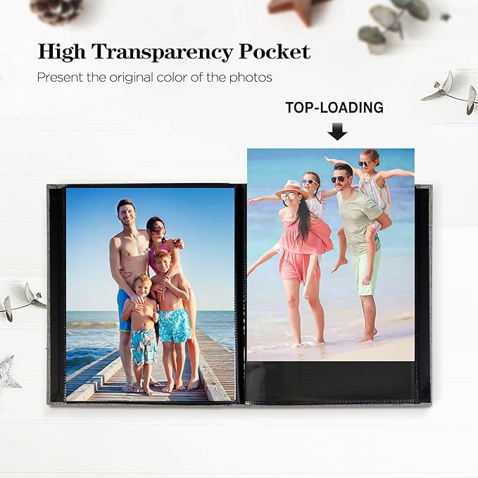Mublalbum 2 Pack Small Photo Album 8x10, 52 Pockets, Linen Cover,Beige | Linen Cover with Display Window, 52 Vertical Pockets, Portable Mini Picture Book for Artwork Postcards, Picture Storage - Image 3