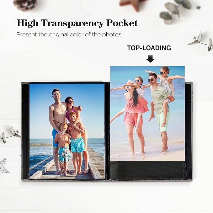 Mublalbum 2 Pack Small Photo Album 8x10, 52 Pockets, Linen Cover,Gray | Linen Cover with Display Window, 52 Vertical Pockets, Portable Mini Picture Book for Artwork Postcards, Picture Storage - Image 3