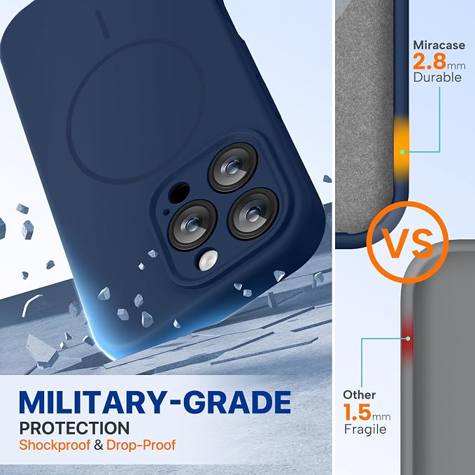 miracase Magnetic for iPhone 16 Pro Case, [Soft Anti-Scratch Microfiber Lining], Compatible with MagSafe, Liquid Silicone Case Shockproof Drop Protection Phone Case for 16 Pro,Dark Blue | Compatible with MagSafe, Soft Microfiber Lining, Liquid Silicone... - Image 3