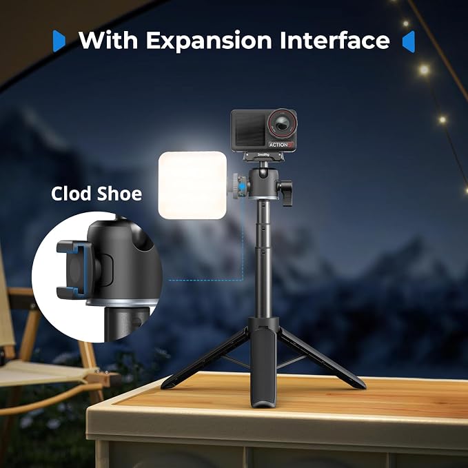 SmallRig 7.8-21.6in Action Cam Selfie Stick Tripod for DJI Action 5 Pro/4/3 | Extendable, 360° Ball Head, Cold Shoe Mount, Detachable Adapter (Not for Action 6), 1/4-20" Screw for Insta360, Webcam - Image 8