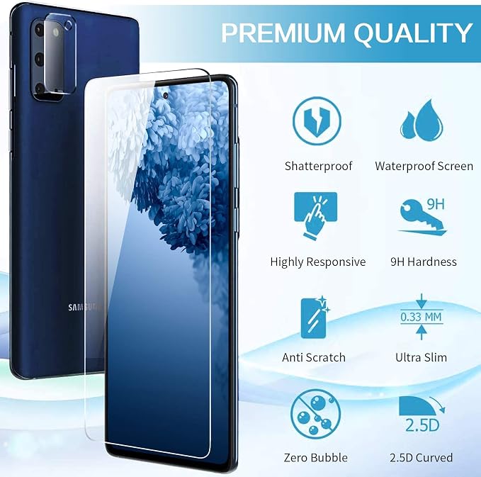 Galaxy S20 FE Screen Protector and Camera Protector, [3 Screen Protectors+3 Camera Protectors][Support Fingerprint] Tempered Glass Screen Protector for Samsung Galaxy S20 FE 5G/4G - Image 2