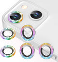 AGVEE 3+3 6 Pack for iPhone 13 & Mini Camera Lens Protector Cover | Individual Bling Diamond & Bling Glitter Sparkle Cute Gem Metal Ring, 9H Tempered HD Glass by AGVEE