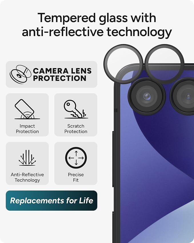 ZAGG Glass Elite Samsung Galaxy Z Flip8 Camera Lens Protector | Anti-Reflective, 5X Stronger Impact & Scratch Resistant Aluminosilicate Glass - Easy Installation, Smudge-Free Surface - Image 2