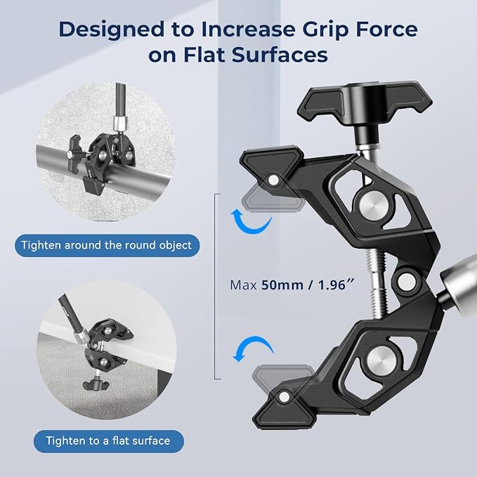 SMALLRIG Magic Arm Clamp Kit, Camera Mount Articulating Friction Arm w Super Clamp, w 1/4"-20 Screw and Thread Hole, for Camera, Light, Monitor, Webcam or Action Camera 1.5kg, for Table, Tube - Image 3