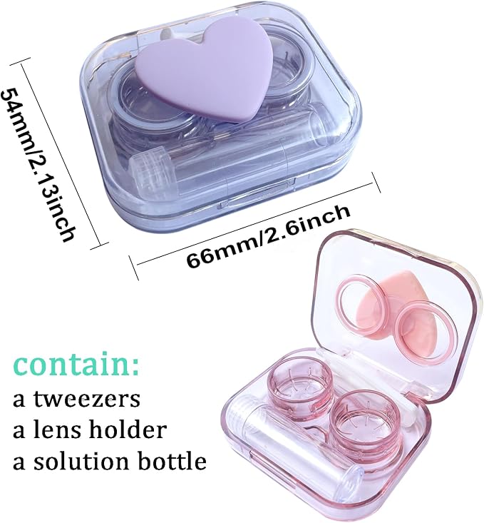 Contact Lens Case, Travel Size Flip Top Cute Contact Lenses Applicator Remover Tool Kit with Solution Bottle for Daily Outdoor Heart (4 Pack) - Image 6