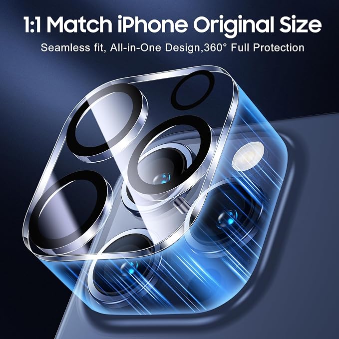 UniqueMe for 3 Pack iPhone 15 Pro/iPhone 15 Pro Max Camera Lens Protector | Drop Protection, Case Friendly, 9H Tempered Glass, Camera Cover Screen, New Version - Image 5