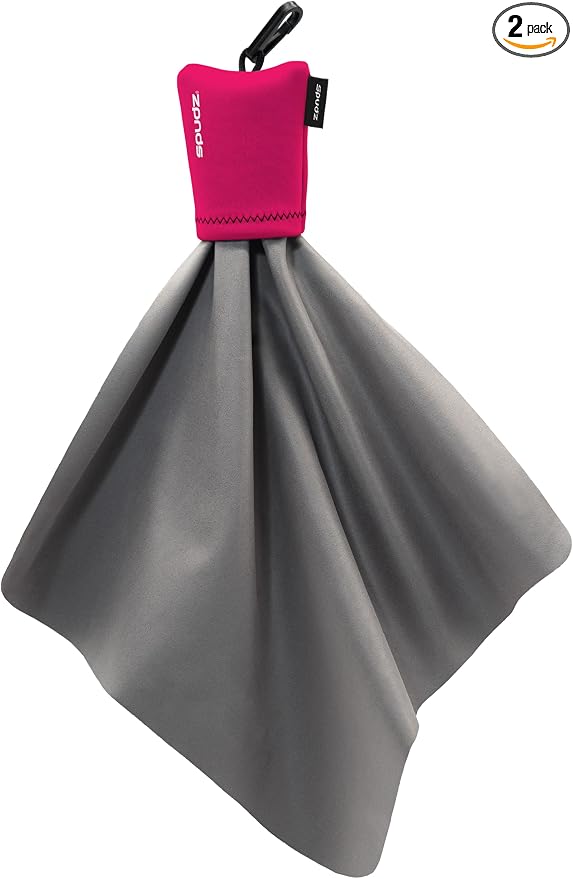 SPUDZ Classic Microfiber Lens Cleaner – Clip-On Pouch, Washable – for Binoculars, Scopes, Glasses, Screens | Classic | Pink, 10 x 10 Inch (2-Pack) by SPUDZ