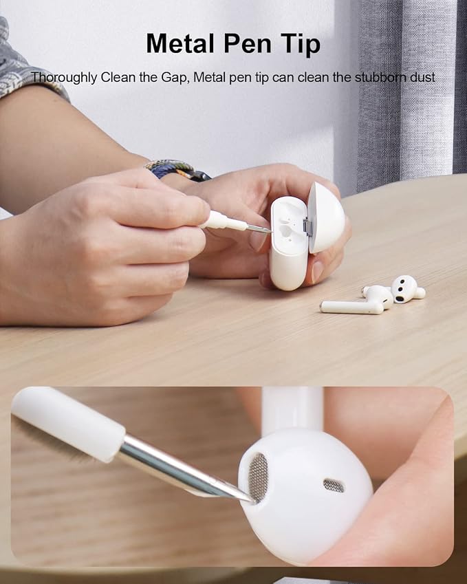 Hagibis Cleaning Pen for Airpods Pro 1 2 3 Multi-Function Cleaner Kits Soft Brush for Bluetooth Earphones Case Cleaning Tools for iPhone 16 15 Pro Max LEGO Camera Lens (White) - Image 5