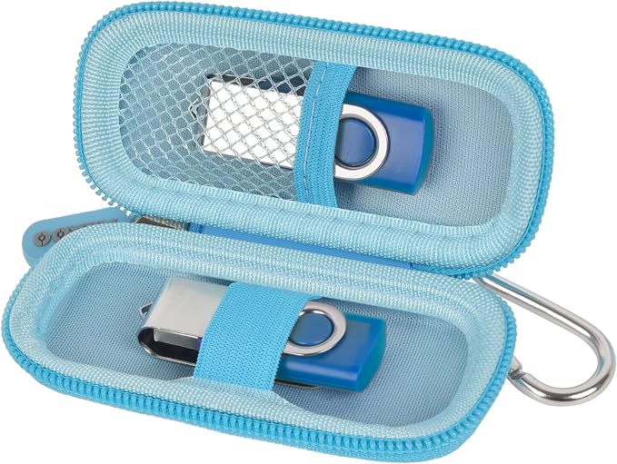 USB Flash Drive Case, SD Card/Thumb Drive/Memory Cards Holder, Bag Only | SDXC/SDHC Storage, Electronic Accessories Organizer for SanDisk / for Samsung, for Students/IT/Office/School/Travel,LightBlue by ALKOO
