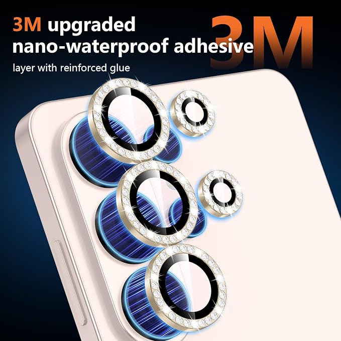 for Samsung Galaxy S26 Ultra Camera Lens Protector, Individual Metal Ring Tempered Glass Lens Cover, [Strong Adsorption] Scratch Resistant Ultra-Thin HD Clear Lens Cover, Titanium Gold Diamond - Image 4