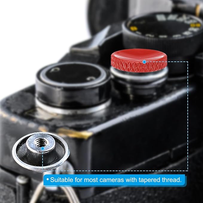 PATIKIL Camera Shutter Button, 3 Pack Soft Shutter Release Button Pure Copper Camera Button Knurled Suitable for Nikon for Fujifilm for Leica DSLR/SLR Camera, Red - Image 5