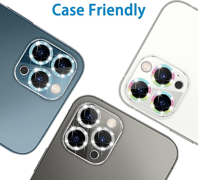Dengduoduo 3 Pack Tempered Glass Camera Lens Protector for iPhone 12 Pro 6.1", Bling Glitter Sparkle, Ultra HD, 9H Hardness, Anti-Scratch, Case Friendly, Easy to Install [No Affect on Night Shots] - Image 7