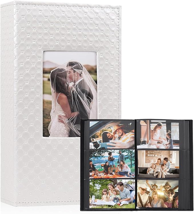 RECUTMS Photo Album 4x6 Pictures, 300 Pockets Large Capacity Picture Album | Acid-Free Black Pages, Leather Cover, Horizontal Pockets, Custom Photo Cover, Perfect for Wedding, Family&Trave by RECUTMS