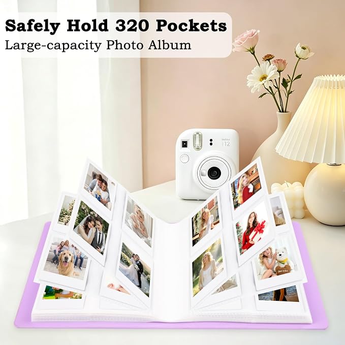 320-Pocket Photo Album for Polaroid 2x3" & Instax Mini Photos Purple | Gift-Ready Packaging, Beautiful Photo Book, Safely Keep Your Wedding-Anniversary-Birthday-Travel Memories or Mini Cards - Image 4