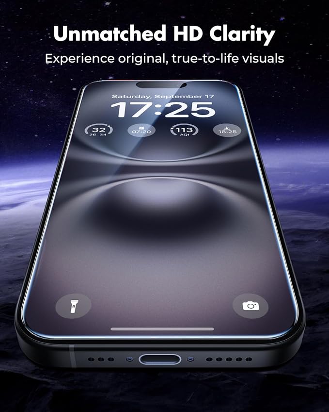 UNBREAKcable iPhone 16 Screen Protector & Camera Lens Protector | Upgraded Dual-Tempered Glass with Military-Grade 9H Hardness, 3-Pack,HD Clarity, Anti-Fingerprint, Case Friendly, Fits 6.1'' - Image 4