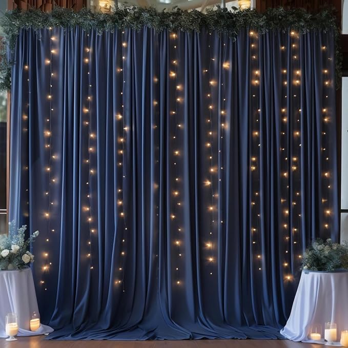 40ftx10ft Wrinkle Free Navy Blue Backdrop Curtains for Parties, Thick Polyester Backdrop Drapse 8 Panels 5x10ft for Weddings Birthday Photography Background Curtains - Image 7