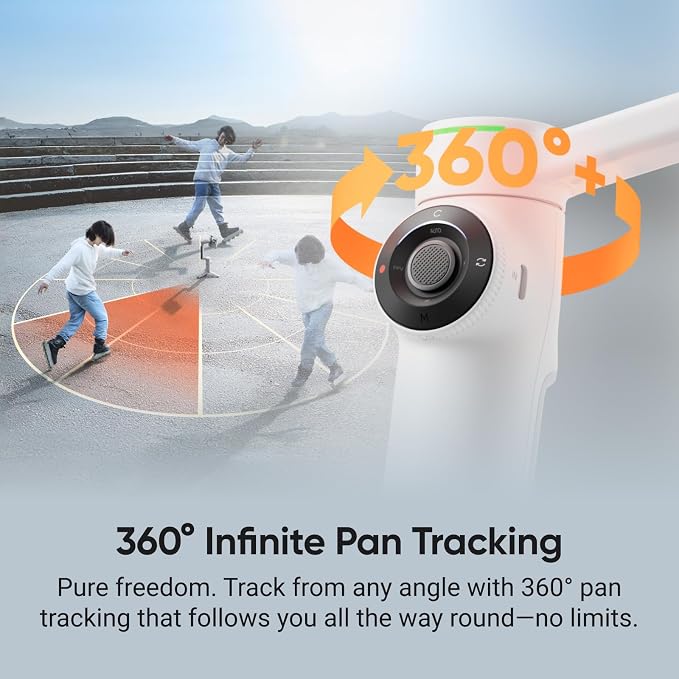 Insta360 Flow 2 Pro Vlog Bundle White - Foldable AI Phone Gimbal, Track in 200+ Apps with Apple DockKit, 360º Pan Tracking, Built-in Tripod/Selfie Stick, Remote Control, Spotlight/Backpack Mount - Image 7