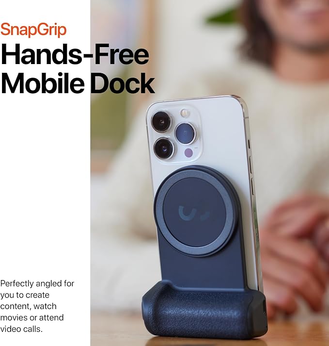 ShiftCam SnapGrip Essential – Magnetic Phone Camera Grip with Wireless Shutter Button & Tabletop Dock – Compatible with iPhone & Android (Stone) - Image 4