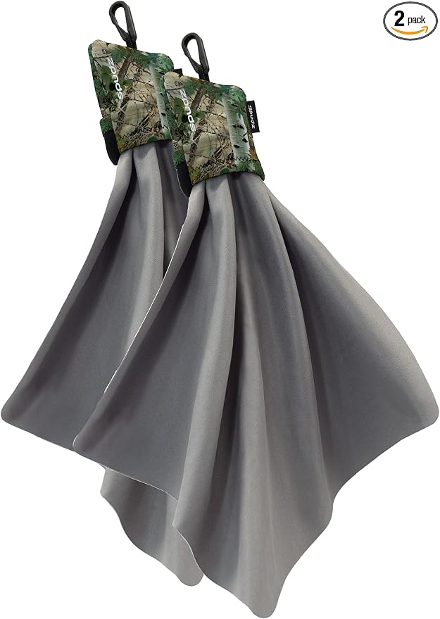 SPUDZ Ultra Microfiber Lens Cleaner with Closeable Bottom – Clip-On Pouch, Washable – for Binoculars, Scopes, Glasses, Screens | Ultra Alpine Mountain Camo, 10 x 10 Inch (2-Pack) by SPUDZ