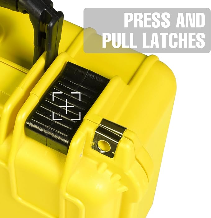 Jack Boss 14x 11.5x 6.5 Inch Hard Case, Portable Weather Waterproof Protective Camera Case with Customizable Foam, Fit Use of Drones, Camera, Equipments, Yellow - Image 3