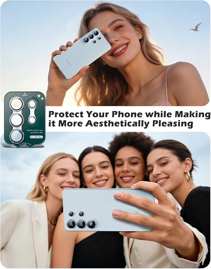 CloudValley for Samsung Galaxy S26 Ultra Camera Lens Protector | 9H Tempered Glass + Aluminum Alloy Lens Protective Ring Ultra-HD Individual Lens Cover,Blue - Image 3