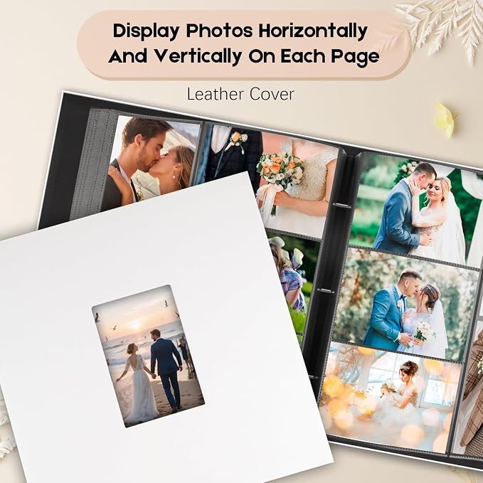 Veicevol Extra Large Photo Album 4x6 Pictures Holds 1000 Photos, White | PU Leather Hardcover, Horizontal and Vertical Photos, Removable Black Acid-Free Pages, Family Wedding & Everyday Photos - Image 3