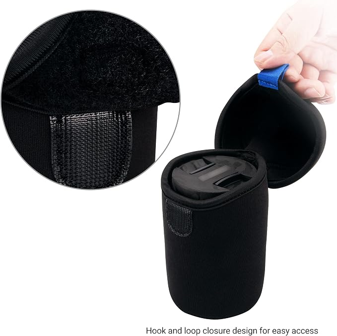 JJC Small Neoprene Camera Lens Pouch Case, Fits Lens up to 3.1 x 4.6inches | Water-Resistnat, Fold Over Closure, Compatible with Canon RF 85mm f/2, Nikon Nikkor Z 85mm f/1.8, Sigma 16mm f/1.4 - Image 4
