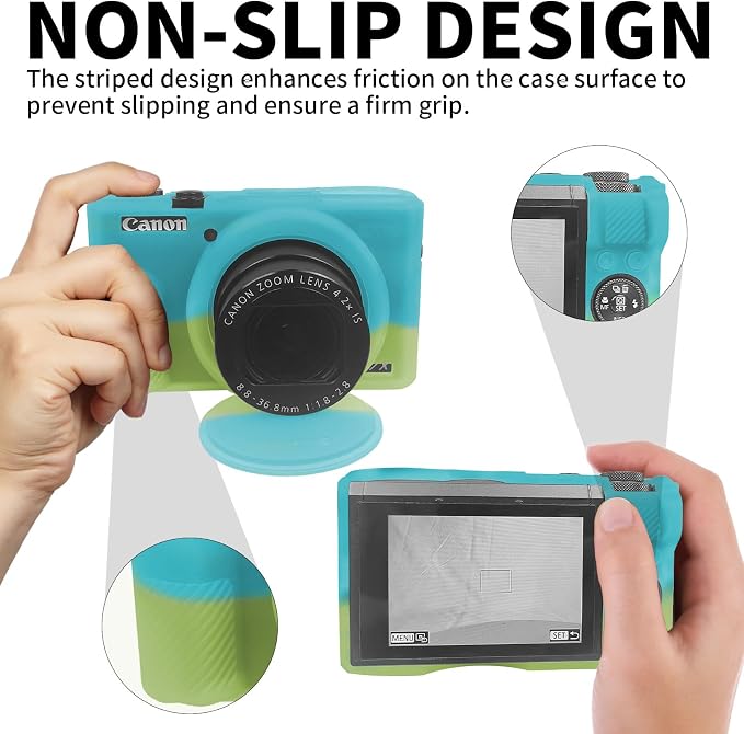 Easy Hood Camera Case Cover for Canon Powershot G7X Mark III (Green Blue) | With Removable Lens Cover,Soft Silicone Protective Case,Anti-Scratch,Slim Fit,Enhanced Grip,Lightweight Camera Accessories - Image 3