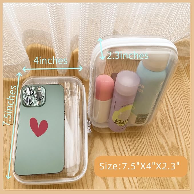 Clear Hard Shell Zipper Case Pencil Case Pouches for Cosmetic Storage Organizer(S+S) - Image 6