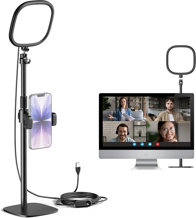 InnoGear Ring Light with Stand for Desk Computer Selfie Video 50 Modes | LED Lights for Video, Portable, 5 Color Modes, Adjustable, Monitor, Laptop, Recording, Streaming, Webcam Zoom Lighting by InnoGear