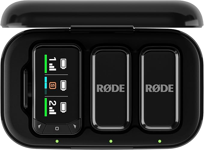 RØDE Wireless Micro - Compact Wireless Microphone Camera Kit, Two Mics with Camera Receiver, Smartphone Receiver, and Charge Case for Content Creation - USB-C, Black | 2.4 GHz digital signal with GainAssist and charging case for cameras, smartphones an... - Image 3